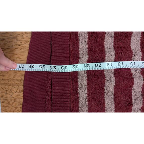 Free People M TUNIC SWEATER SHIRT TOP $88 Retail Maroon Stripes - Picture 5 of 6